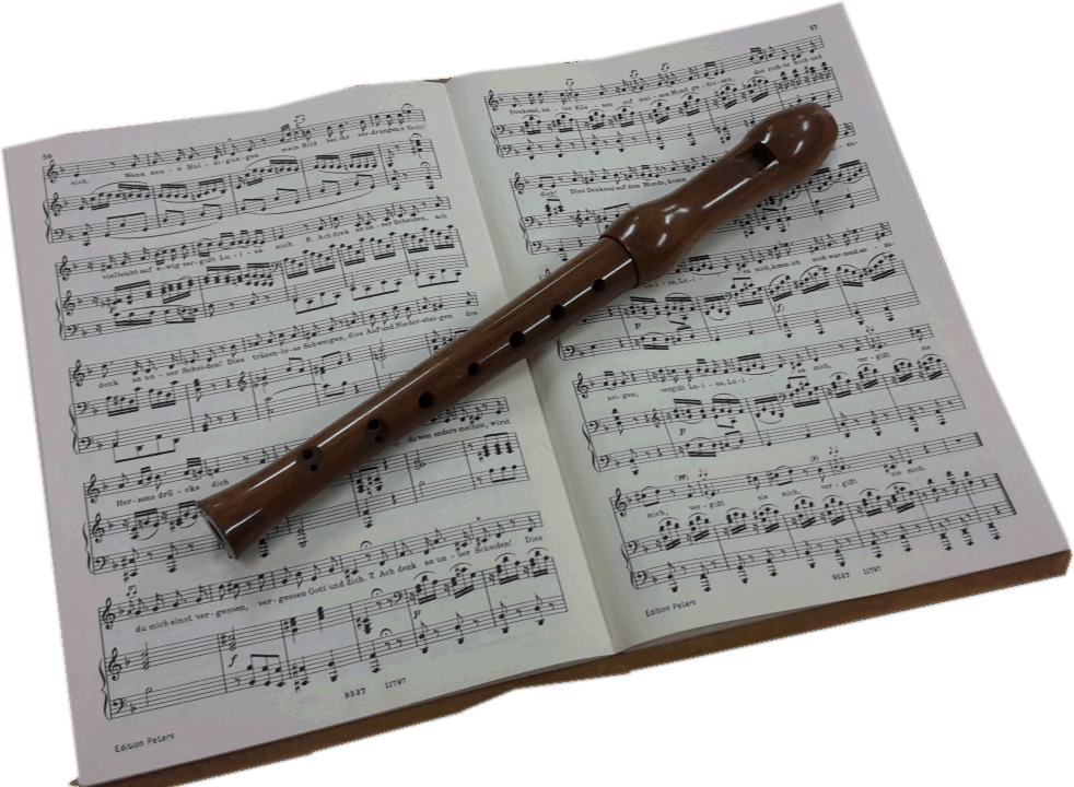 Notenblatt mit Flöte